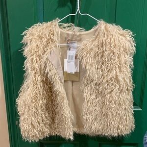 Beige Furry Women's Vest